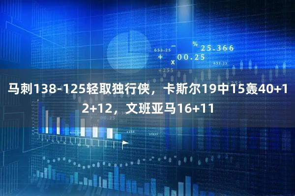 马刺138-125轻取独行侠，卡斯尔19中15轰40+12+12，文班亚马16+11